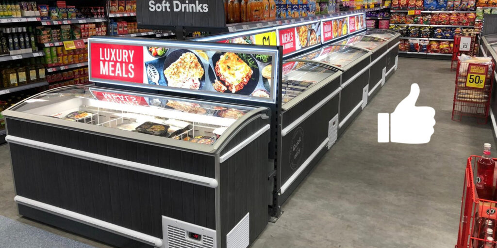 Latest Projects: Refrigerator on display in supermarket)